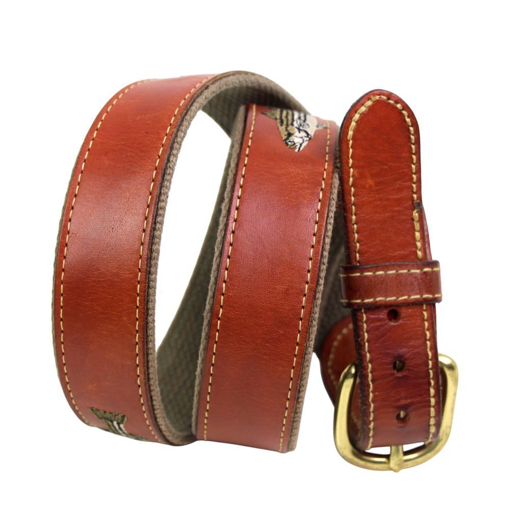 Leather Man BROWN REAL LEATHER CANVAS 1 1/4"Wd GOLF CASUAL DRESS MEN BELT 36 (8B